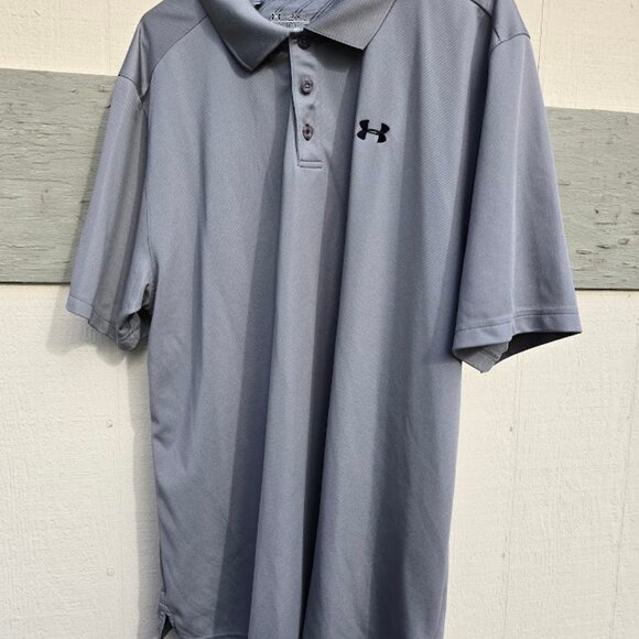 UA Under Armouur 2XL Heat Geat Polo Shirt Gray - Logo on Back and Front - - Picture 7 of 10